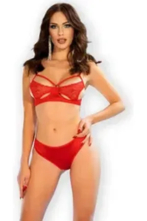 Chilirose Set: Bügel-BH Dessous-Set in rot BH + String (Set) rot XL
