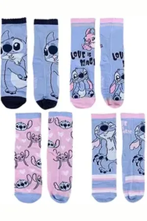 Disney Socken Stitch & Angel (4-Paar) Geschenkset mit Spardose Gr.27-38 bunt 31 - 34