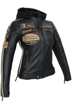 ALPHA Motorradjacke Damen Leder Jacke Biker Freizeit Highway Jacke Braun & Beige aus weichem Lammleder, mit Protektoren & Kapuze XL