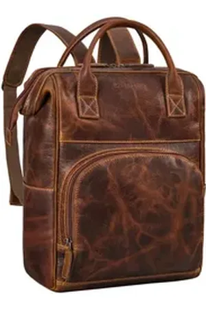 STILORD Notebookrucksack "Sia" Premium Damen Rucksack Leder Groß Laptoprucksack 15 15,3 Zoll braun