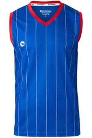 STARK SOUL Trainingsshirt Ärmelloses Sport T-Shirt "Pinstripes" mit V-Ausschnitt mit Logo-Print blau XXL
