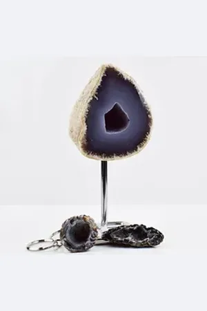 Cavill Schmuckset Brasilianischer Achat Geode Display & Schlüsselanhänger Set, 1571ct (1-tlg) schwarz