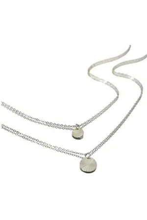 Karma Kette mit Anhänger 2lagig Medaillon Silber Legierung Damen Kette (Medaillonkette Layering), verstellbar für Frauen modern Damenhalskette silberfarben