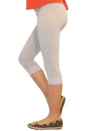 Yeset Caprihose Mädchen Kinder Leggings Leggins Hose Capri 3/4 kurz Spitze Baumwolle H grau 146