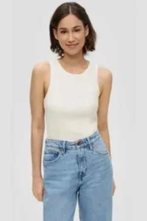QS by s.Oliver Shirttop Tanktop aus Rippware weiß XL