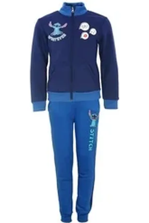Disney Jogginganzug Stitch Kinder Fleece Joggingset Sporthose Hose Jacke, Gr. 92 bis 128 blau 110