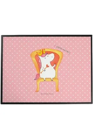 Mr. & Mrs. Panda Schreibtischunterlage Einhorn Prinzessin - Rot Pastell - Geschenk, Schreibtisch Unterlagen, (1 tlg) rot