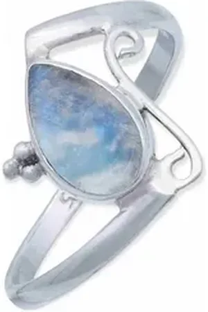 mantraroma Silberring UHA aus 925 Silber mit Regenbogen Mondstein (Ring mit Schmuckbeutel), Damenring aus 925er Silber weiß 50