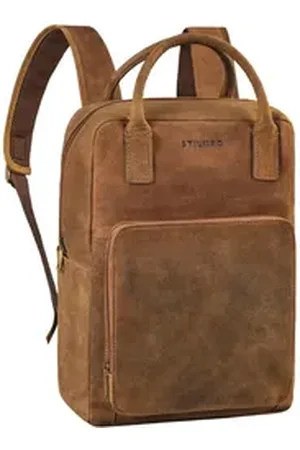 STILORD Notebookrucksack "Seraphine" XL Leder Rucksacktasche mit Laptop-Fach 15,6 Zoll Damen braun