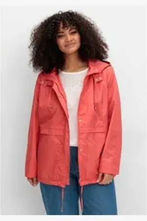 Sheego Outdoorjacke Große Größen mit Kapuze und Stehkragen rot 54