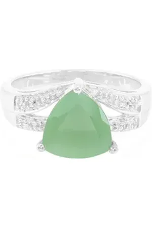 Cavill Silberring Brasilianischer grüner Chalcedon 925 Silber Ring, 1,66 ct (1-tlg) beige|silberfarben
