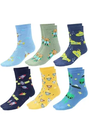 TupTam Freizeitsocken Kinder Socken Bunt Gemustert 6er Pack für Mädchen und Jungen blau|gelb|grün 23-26