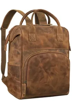 STILORD Notebookrucksack "Sia" Premium Damen Rucksack Leder Groß Laptoprucksack 15 15,3 Zoll braun