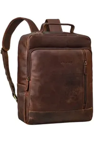 STILORD Notebookrucksack "Soline" Großer 15 Zoll Laptop Rucksack Echt Leder für Herren & Damen braun