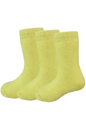Yalion Langsocken Lange Socken weiche Kinder Socken mit Vollplüsch einfarbig atmungsaktiv gelb EU 15/16