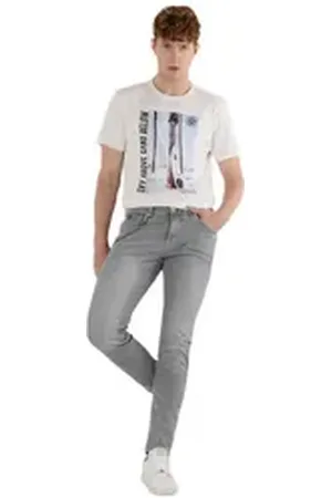 Colins Stretch-Jeans Danny Slim Fit Low Waist Straight Leg Graue Herren Jeans Hose 28-30