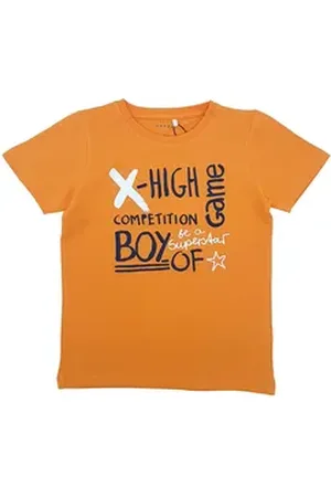 NAME IT T-Shirt Jungen T-Shirt Print "Boy" (1-tlg) mit Frontprint orange 110