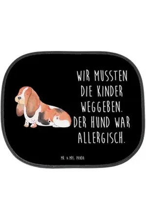 Mr. & Mrs. Panda Sonnenschutz Hund Basset Hound - Schwarz - Geschenk, Sonnenblende Auto, Hundemotiv, Seidenmatt, Vielseitig schwarz