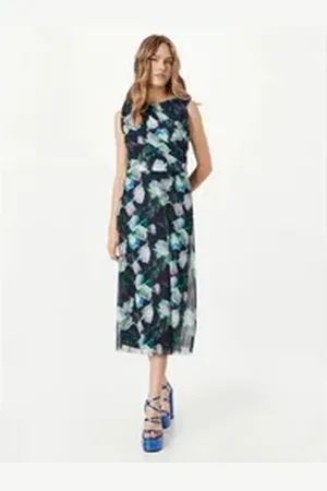 Swing Cocktailkleid (1-tlg) Drapiert/gerafft blau|grün 40