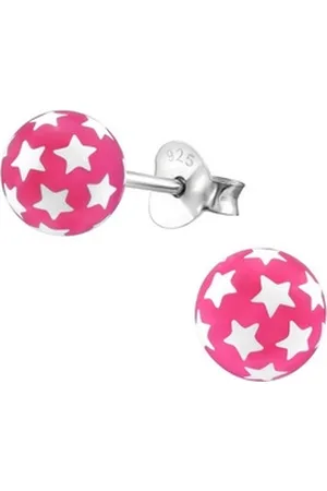 Bungsa Ohrring-Set Ohrstecker Kugel mit Sternchen aus 925 Silber Kinder (1 Paar (2 Stück), 2-tlg), Ohrschmuck Ohrringe silberfarben