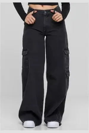 Urban classics Funktionshose Ladies Mid Waist Cargo Denim Pants Damen Jeans 28