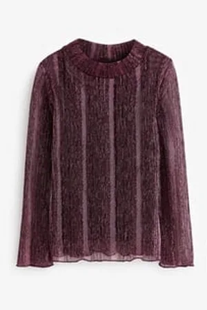 Next Stehkragenshirt Netzstoffoberteil mit Glitzer und Stehkragen (2-tlg) rosa 168 (16 J.)