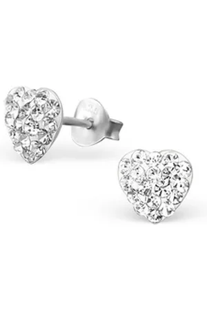 Bungsa Ohrring-Set Ohrstecker Kristallherz aus 925 Silber Damen (1 Paar (2 Stück), 2-tlg), Ohrschmuck Ohrringe silberfarben