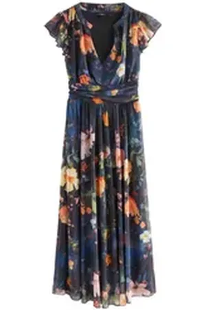 Next Partykleid Mesh-Midikleid mit V-Ausschnitt, Kurzgröße (1-tlg) blau 23 (GB: 18 Petite)