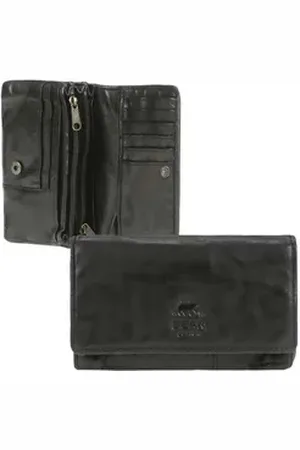 Bear Design Geldbörse "Emma" knautschiges Leder Geldbeutel Damen mit RFID Schutz, Damenbörse, Portemonnaie, schwarz, 14 Kartenfächer, 15x9cm schwarz