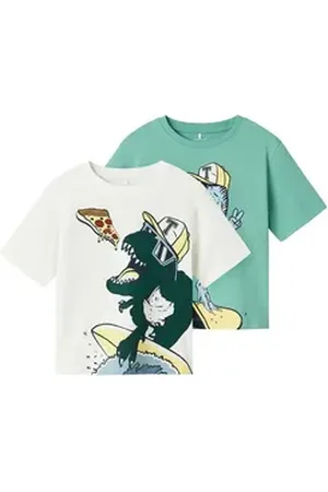 NAME IT T-Shirt NMMDINO NREG SS TOP 2P (Packung, 2-tlg) weiß 92
