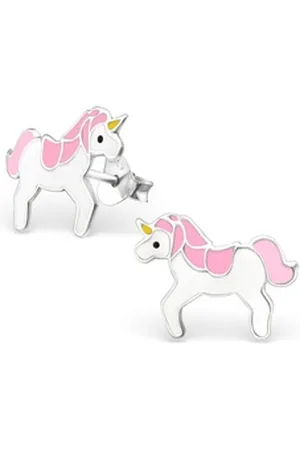 Bungsa Ohrring-Set Ohrstecker Einhorn aus 925 Silber für Kinder (1 Paar (2 Stück), 2-tlg), Ohrschmuck Ohrringe silberfarben