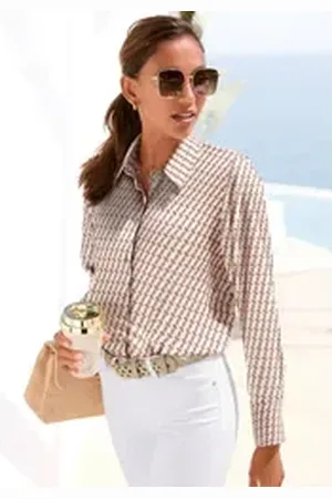 Lascana Satinbluse mit goldfarbenen Knöpfen, Damenbluse, festlich, elegant beige 40