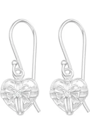 Bungsa Ohrring-Set Ohrhänger Herz mit Kristallen aus 925 Silber Damen (1 Paar (2 Stück), 2-tlg), Ohrschmuck Ohrringe silberfarben