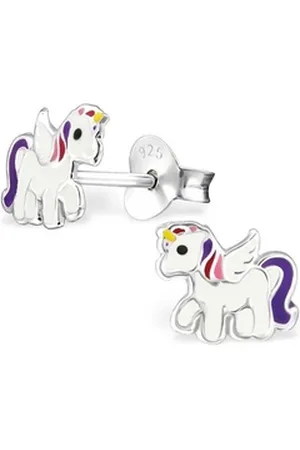 Bungsa Ohrring-Set Ohrstecker Einhorn aus 925 Silber für Kinder (1 Paar (2 Stück), 2-tlg), Ohrschmuck Ohrringe silberfarben