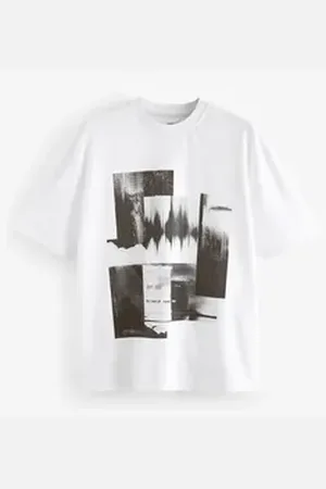 Next Print-Shirt Relaxed Fit T-Shirt mit Urban Grafik-Print vorne (1-tlg) weiß XXL