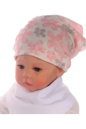 La Bortini Bandana Baby Kopftuch Sommer Mütze mit Blumen Tuch, aus reiner Baumwolle, 40 41 42 43 44 mit Blumen Muster orange