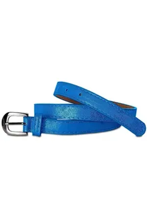 CASPAR Ledergürtel GU262 klassisch schmaler Damen Gürtel Hüftgürtel mit Silberschnalle blau 95 für Körperumfang 94-98 cm