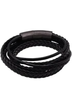Steel_art Heideman Armband Lewis schwarz farben (Armband, inkl. Geschenkverpackung), Layering Armband Männer schwarz 17 cm