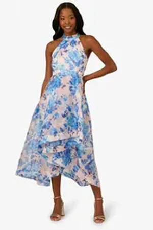 Adrianna Papell Abendkleid Floral Organza Ankle Dress Abend, Formell, Hochzeit, Anlass blau 34