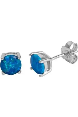 Firetti Paar Ohrstecker Schmuck Geschenk Silber 925 Ohrschmuck Edelstein Opal, mit Opal (synth) blau|silberfarben