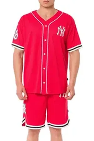 Redbridge Jogginganzug Baseball-Set mit Knopfleiste – Zweiteiler, Sportlicher Look (2-tlg) rot L