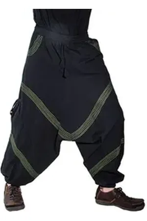 Kunst und Magie Haremshose Bequeme Goa Cargo Haremshose für Herren/Unisex Pluderhose Baggy schwarz 5XL