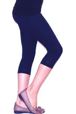 Yeset Caprihose Kinder Mädchen Hose Leggings Capri 3/4 blickdicht Baumwolle Dunkelblau blau 146