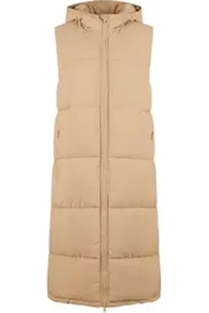 Urban classics Steppweste Ladies Long Hooded Puffer Vest beige XL