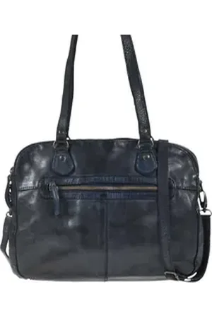 Bear Design Umhängetasche "Lieke" Cow Lavato Leder, Handtasche, 2 getrennte Fächer, Schultertasche 33x25cm, dunkelblau blau