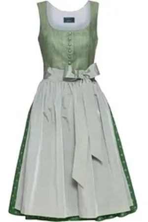 Luis Steindl Dirndl Langes Dirndl mit Satin-Schürze grün 36