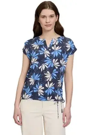 Betty & Co Betty&Co Kurzarmshirt Casual-Shirt mit Tunnelzug (1-tlg) Druck blau L