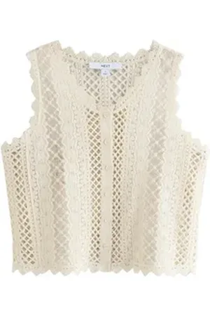 Next Anzugweste Geknöpfte Tank-Weste mit Nahtdetail, Spitze + Mesh (1-tlg) beige L