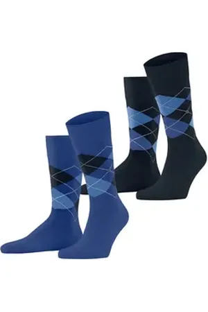Burlington Socken Everyday Argyle (2-Paar) aus weicher gekämmter Baumwolle blau
