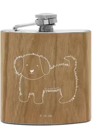 Mr. & Mrs. Panda Flachmann Hund Flauschig - Transparent - Geschenk, Frauchen, Hundebesitzer, Gra, Elegante Holzlaminat-Oberfläche